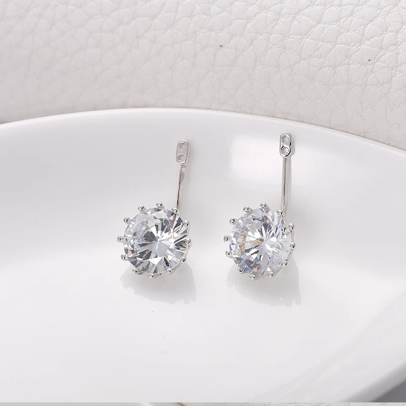 Manxiuni Luxury Stud Long Earrings for Women Wedding Round Zircon Party Gift Rhodium Plated Wholesale | Украшения и аксессуары