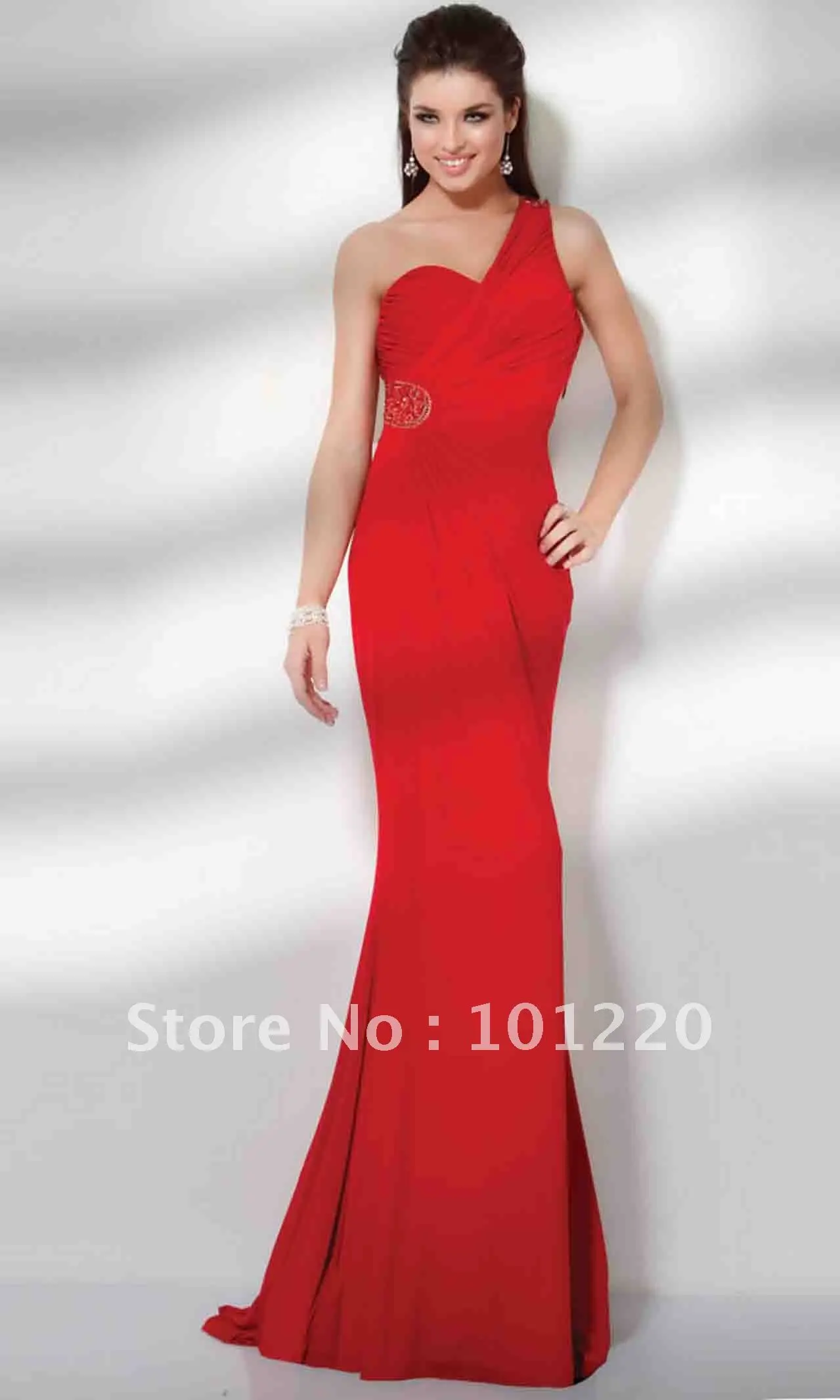 Free Shipping Wholesale One Shoulder Pageant Dress Dramatic Ruching Prom Gowns Embellished Side Detail Red Party | Свадьбы и