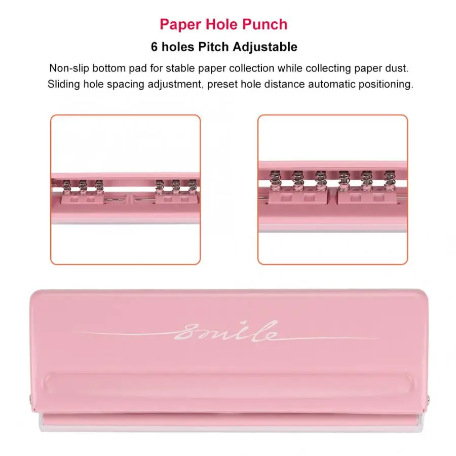 Дырокол для бумаги 3 цвета ручной 6 луночное тонкий пояс который крепится на