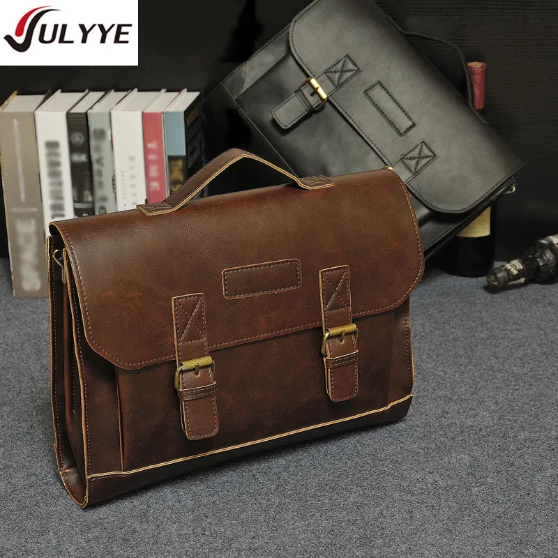YULYYE New High Quality Business Leather Bag Men Briefcase Men's Messenger Bags 14&quot Laptop Luxury Lawyer Handbag |