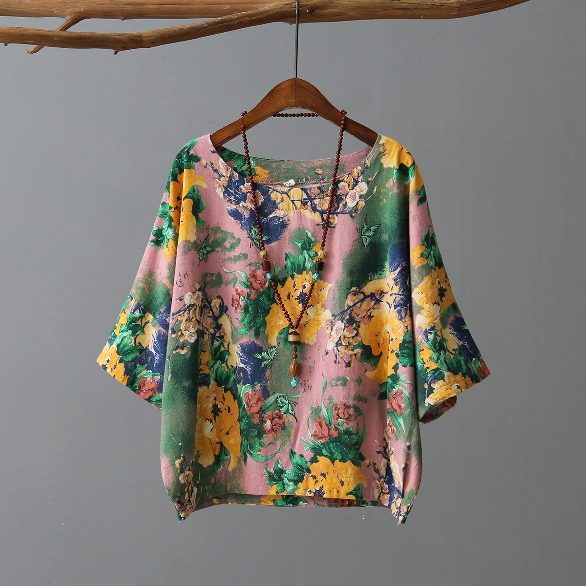 Этническая женская летняя стильная укороченная футболка Повседневная одежда из