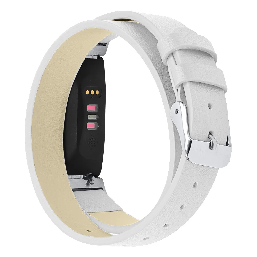 Двойная повязка из натуральной кожи сменный ремешок для Fitbit inspire HR наручный браслет с серебряной пряжкой ремешок для часов