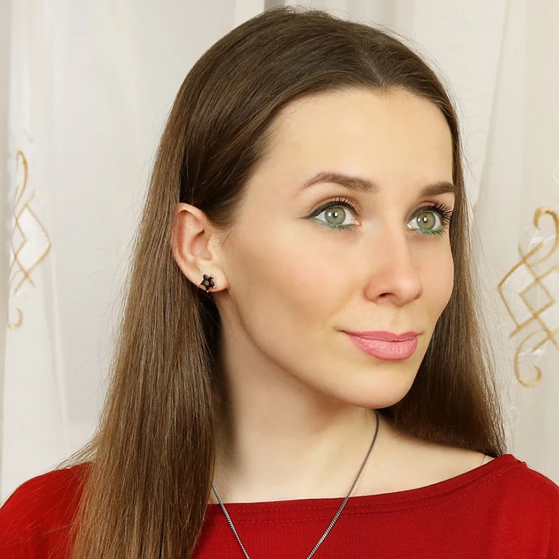 Luoteemi новый милый Серьги гвоздики Черный CZ Star Форма Малый Brincos сладкий подарок для