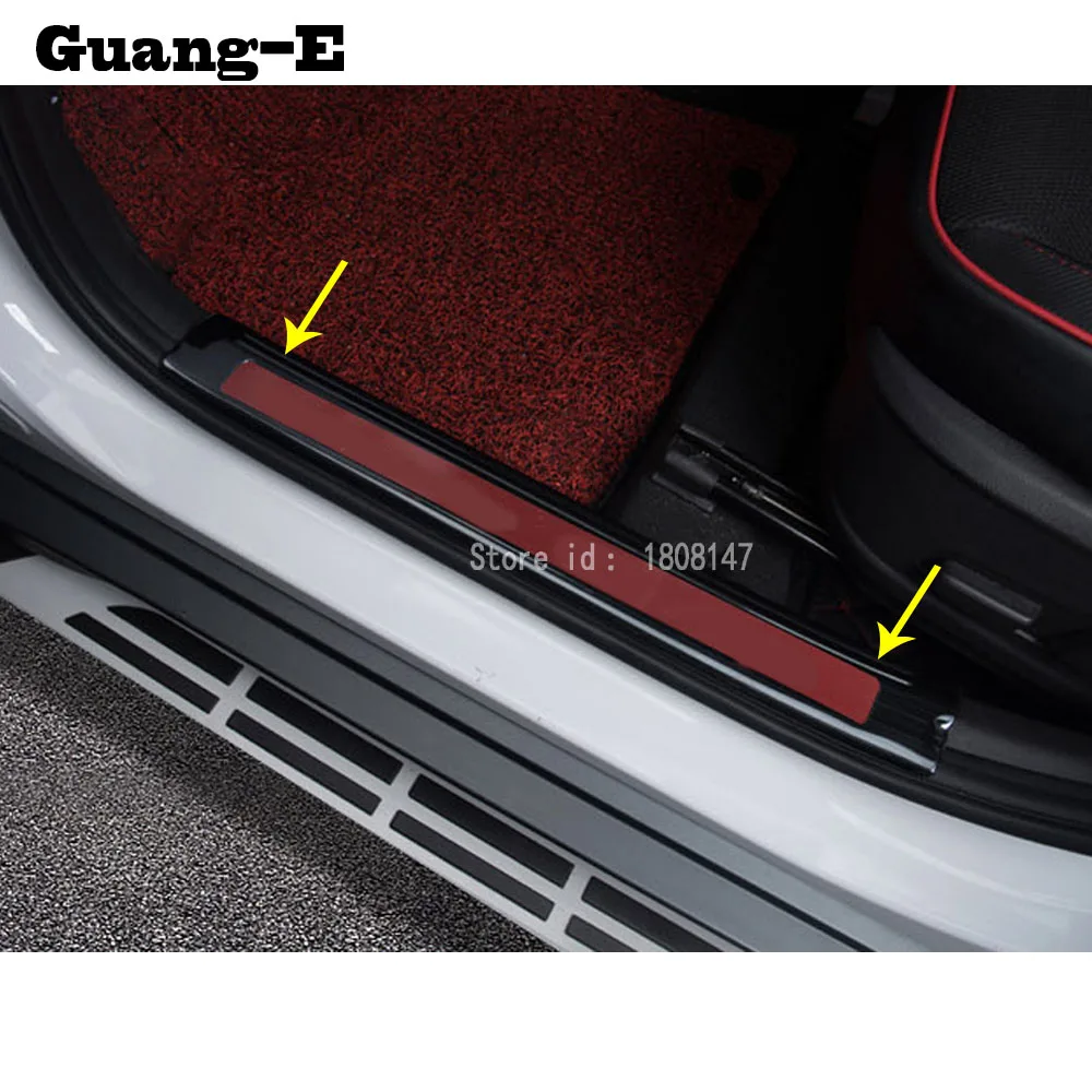 

For Hyundai Kona Encino Kauai 2017 2018 2019 2020 2021 Car Sticker Pedal Door Sill Scuff Plate Cover Inner Built Threshold 4pcs