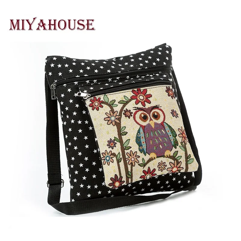 Miyahouse повседневная Холщовая Сумка на плечо с принтом из мультфильма женская