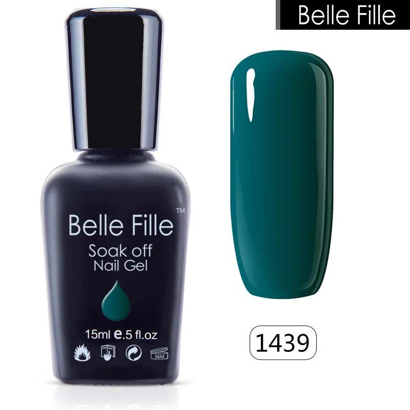 Belle Fille 15 мл Горячая Распродажа цветной УФ гель для ногтей Гель лак полировки