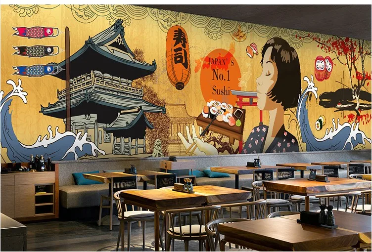 3d роспись фон японский укиё Ши паломник Ретро Ностальгический Ресторан
