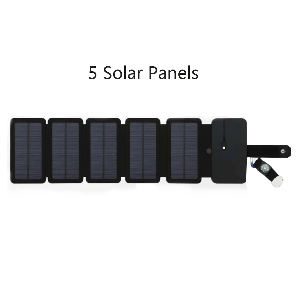 5 Solar Panels Складной Панели солнечные 5V 2A Портативный Солнечный Зарядное устройство USB Выход Кемпинг Пеший Туризм путешествие солнечной Мощность телефон Зарядное устройство для планшетных компьютеров - Цвет: 5 Solar Panels