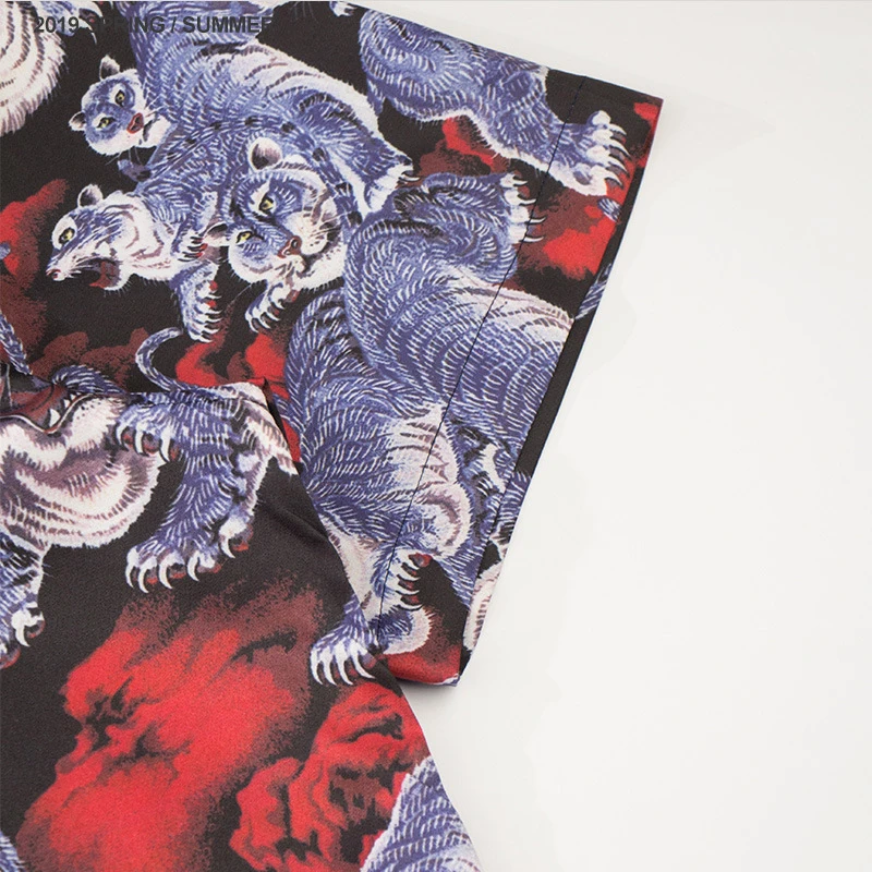 Гавайская рубашка с принтом тигра Aloha Мужская футболка коротким рукавом Harajuku