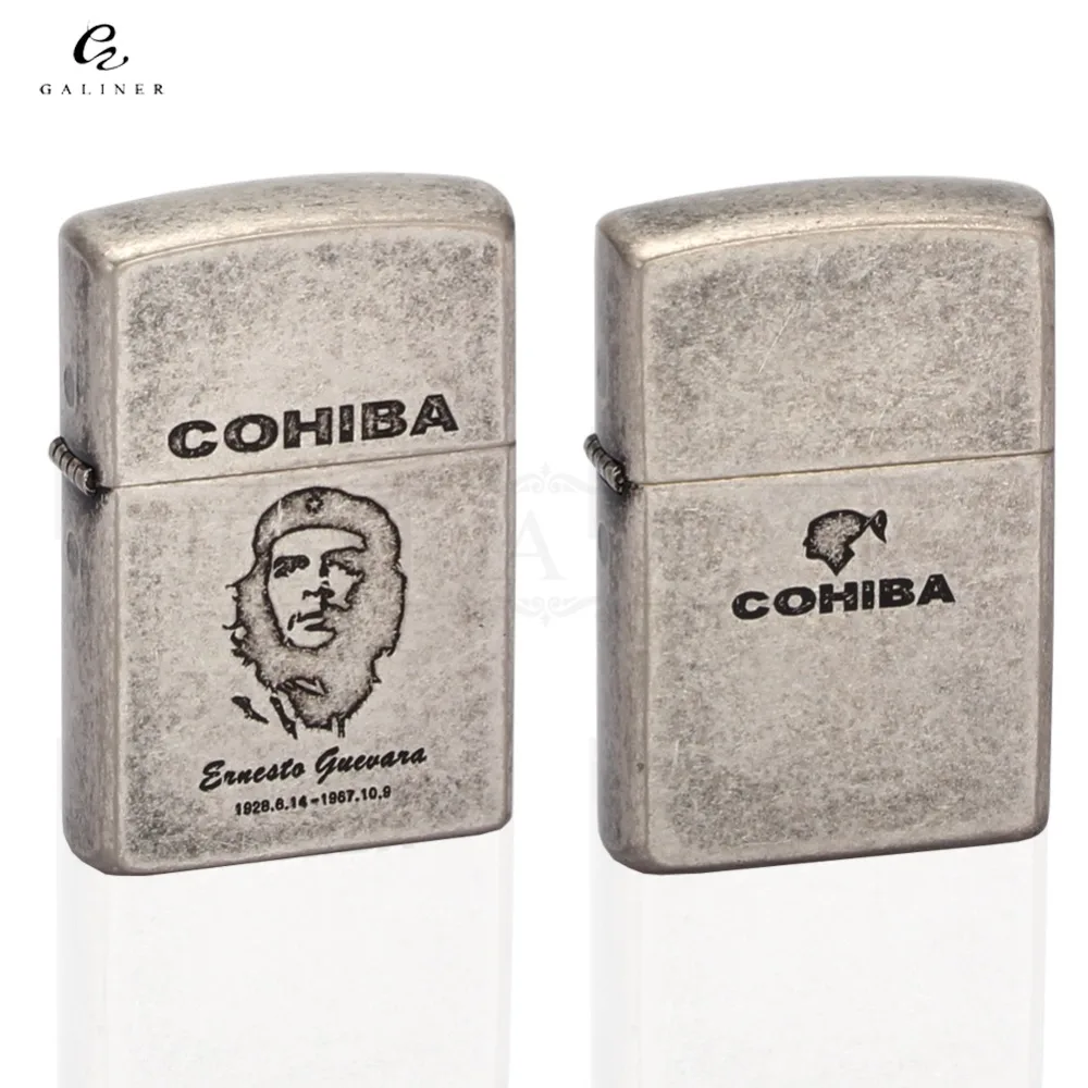 Мужские гаджеты COHIBA серые металлические ветрозащитные зажигалки с 2 зажимами