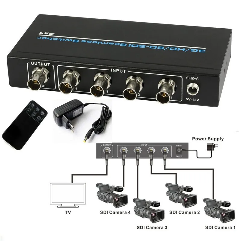 SD-SDI/HD-SDI/3G-SDI коммутатор 4x1 конвертер 4 SDI вход последовательного цифрового