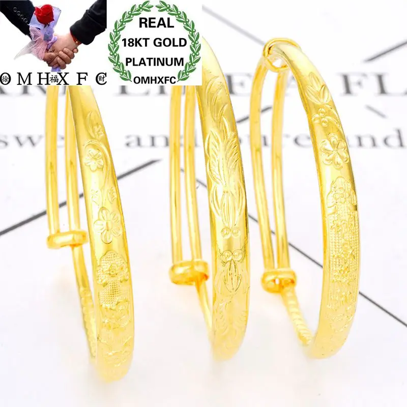 

OMHXFC Wholesale European Fashion Woman Girl Party Birthday Wedding Gift Dragon Phoenix Fishes18KT Gold Bangles Bracelets BE25