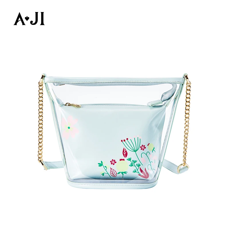 AJI летняя модная прозрачная сумка женская желеобразная из ПВХ свежая через плечо