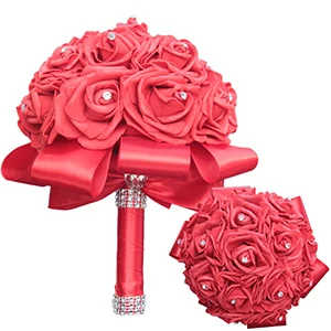 

H&S BRIDAL Multi Color Wedding Flowers with crystal Elegant Bridesmaid Bridal Bouquets Wedding decoration 2019 ramos de novia