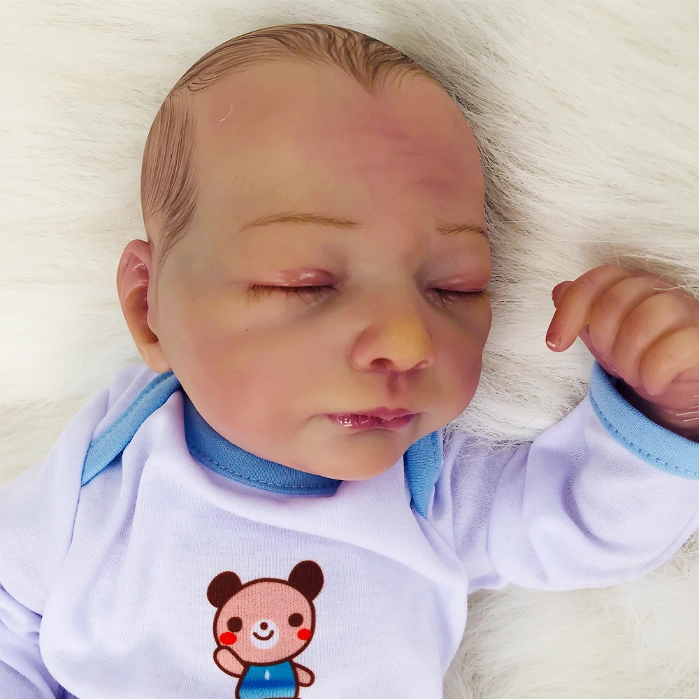 46 см мягкие силиконовые куклы Reborn boy с закрытыми глазами реалистичные бутиковые