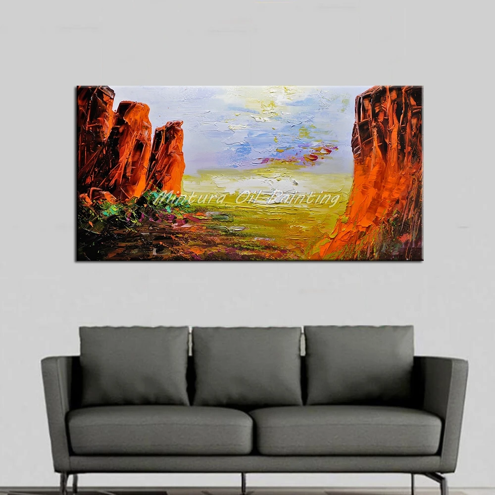 Mintura Art Big Size Hand painted Canvas Oil Painting Palette knife 3D texture acrylic Landcape Wall Picture For Living Room | Дом и сад