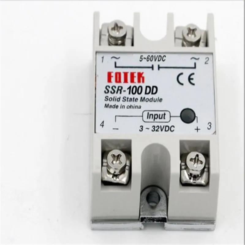 200 шт./лот DC-управляемый постоянный ток, DC-DC12V24V60V Бесконтактное реле, SSR-100DD твердотельное реле
