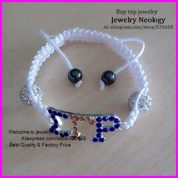 Бесплатная доставка 15 шт. плетеные браслеты с греческими буквами стразы SGRHO Sigma