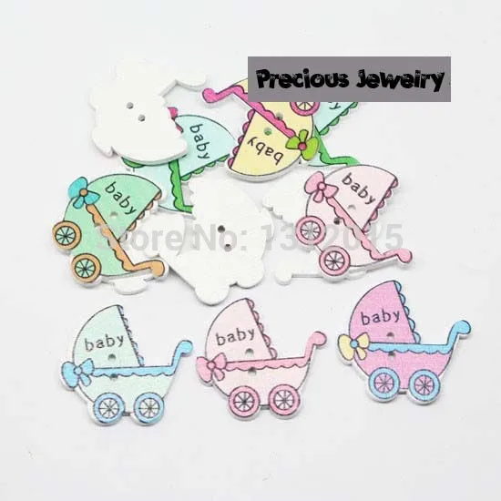 Free shipping wholesale 20pcs 35x33mm Mix Cute Baby Carriage Stroller Pattern Wood buttons Fit Sewing Scrapbooking Crafts WL002 | Дом и сад