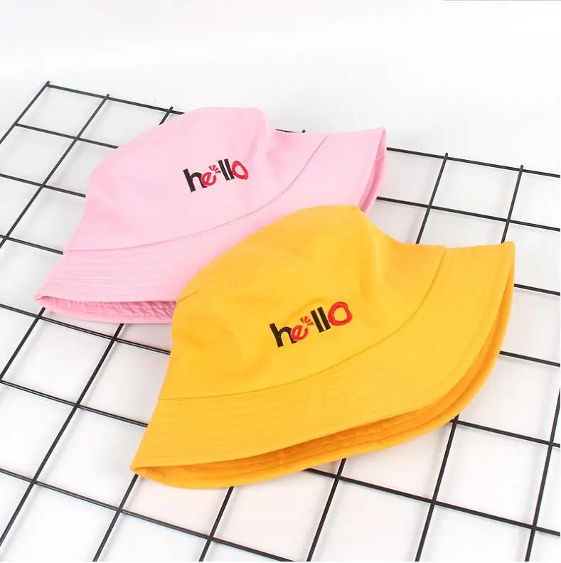 Новая Вышивка HELLO Bucket Hat летняя уличная туристическая Кепка Bob хип-хоп Gorros для