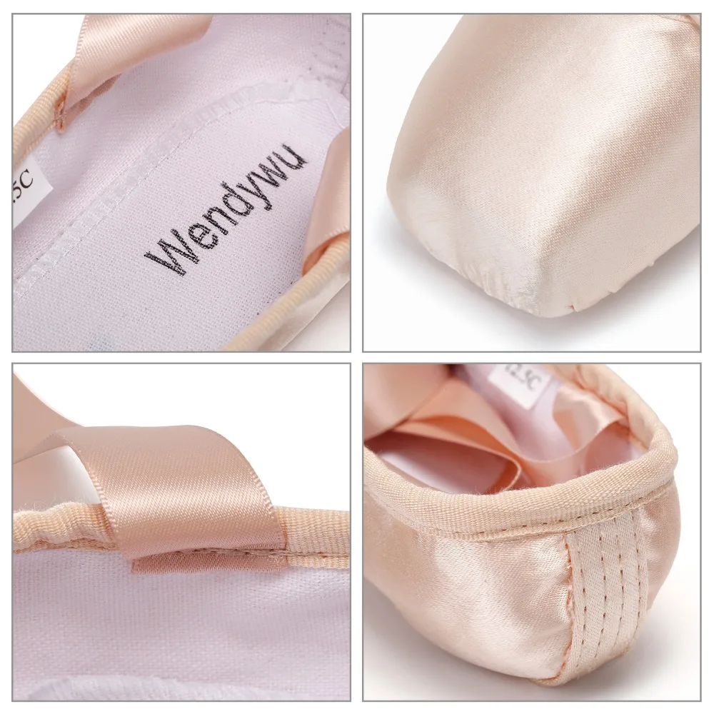 WENDYWU профессиональные Балетные туфли атласные розовые балетки с силиконовым