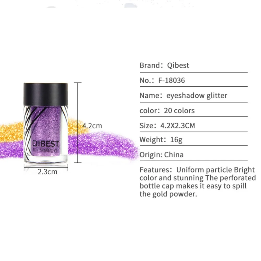 Diamond Glitter Eyeshadow 20 Colors Single Palette Illuminator Makeup Shimmer Metal Eye Shadow Shine Pigment Cosmetics #288863 |