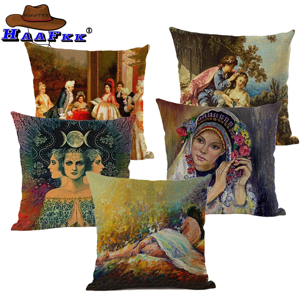 

Mexican Painter Cushion Cover Self-portrait Pillowcover Decorate Funda Cojin Cotton Linen Pillowcase Home Couch Decorate