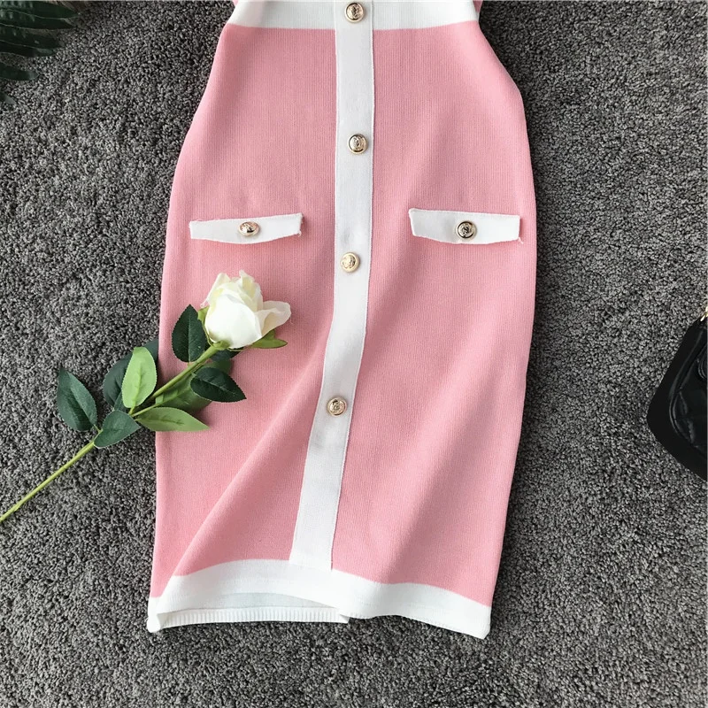 ALPHALMODA облегающее трикотажное платье на бретелях в цветную полоску, однобортное, на пуговицах, женские вечерние, сексуальные, облегающее, вязаное платье