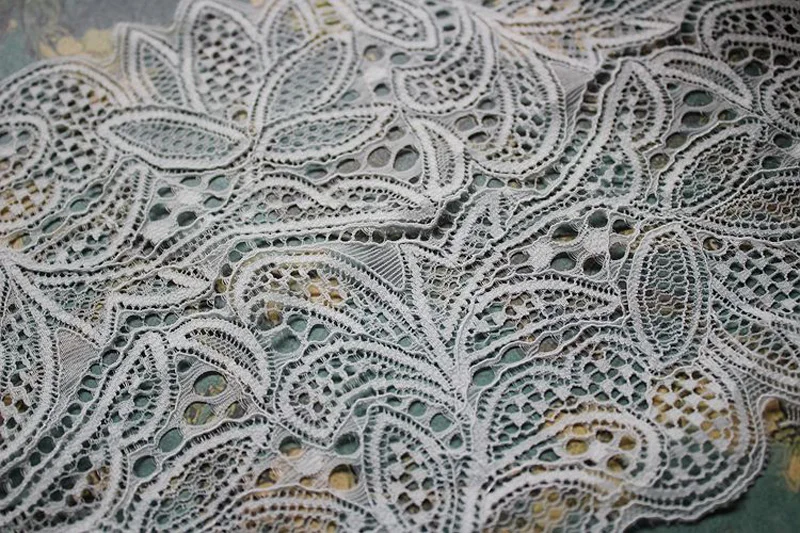 Растягивающаяся кружевная отделка черно-белая Цветочная эластичная Свадебные