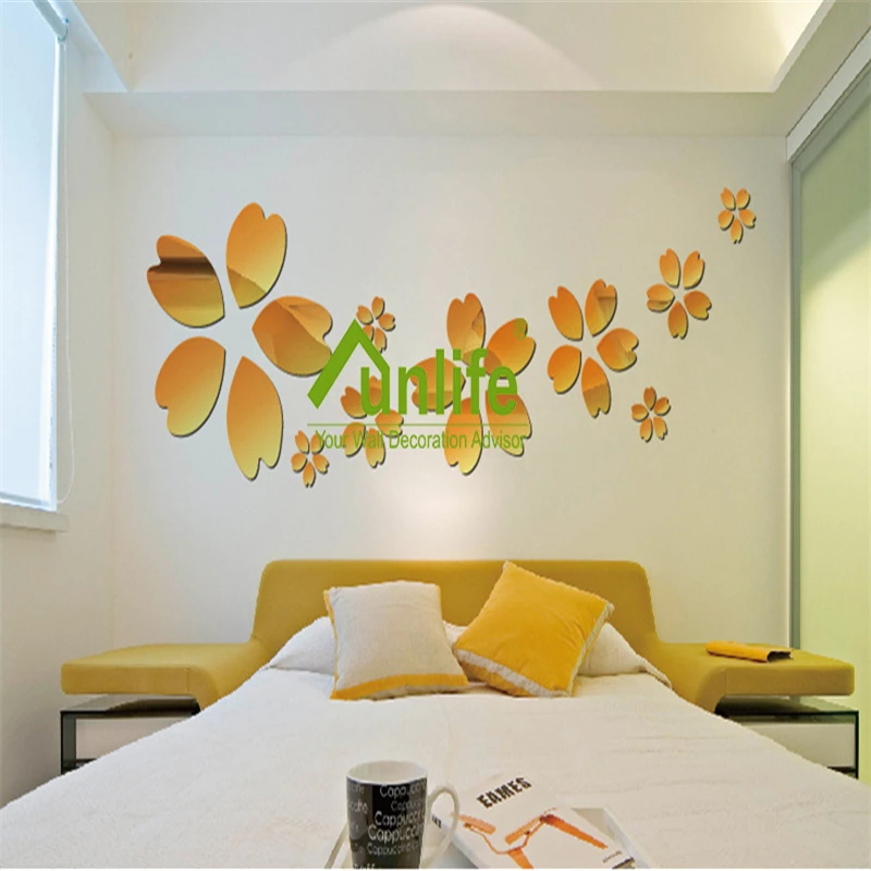 Funlife Креативные 3D наклейки креативные акриловые золотые и серебряные зеркальные