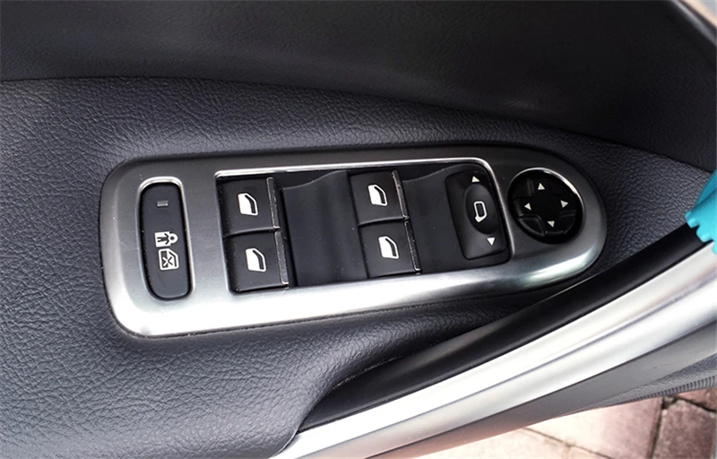 4 шт. для peugeot 508 стеклянная крышка переключателя отделка двери окна Кнопка украшения панели из нержавеющей стали аксессуары для стайлинга автомобилей