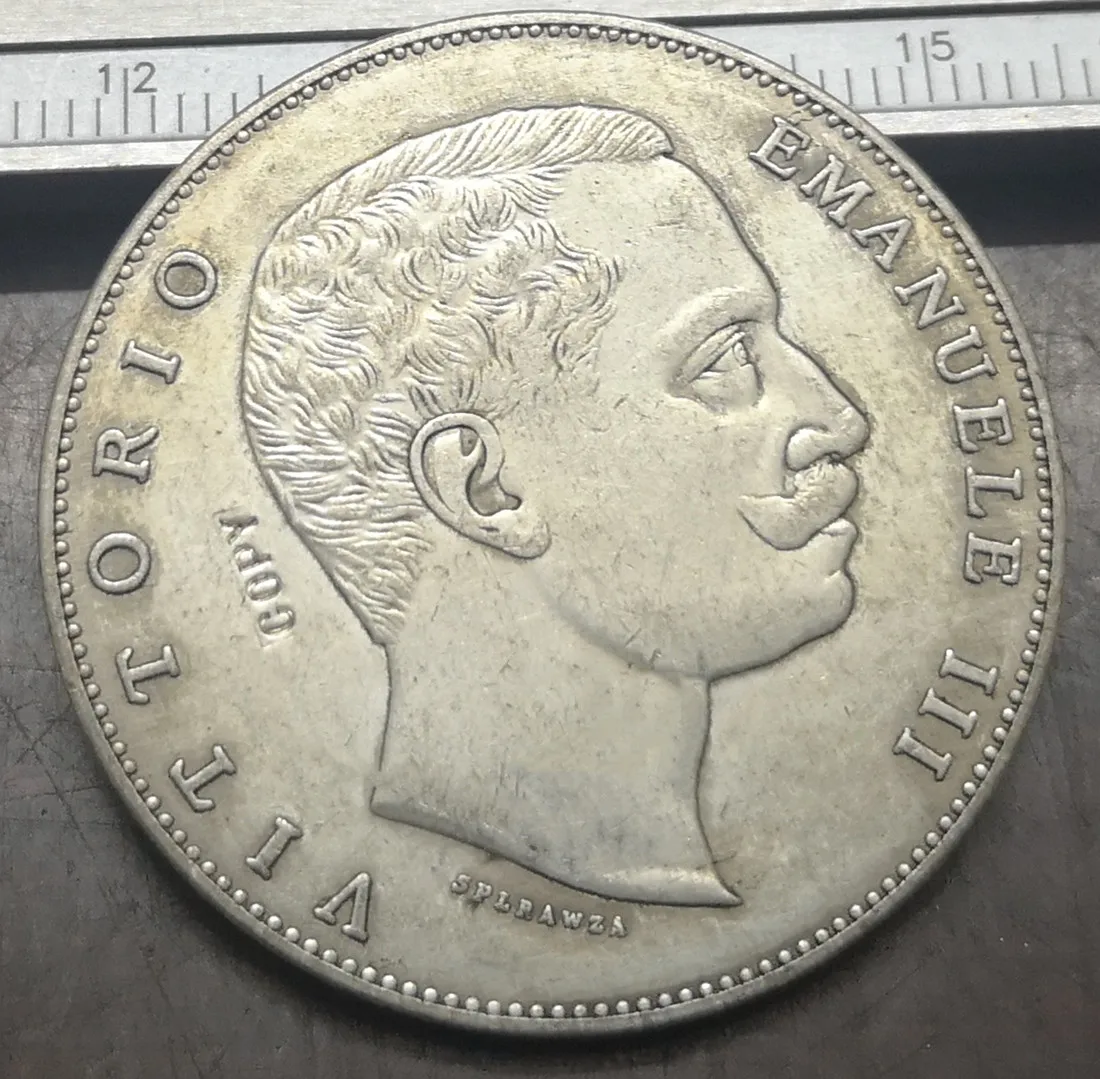 1901 Италия 5lire-Vittorio Emanuele III с серебряным покрытием имитация монеты