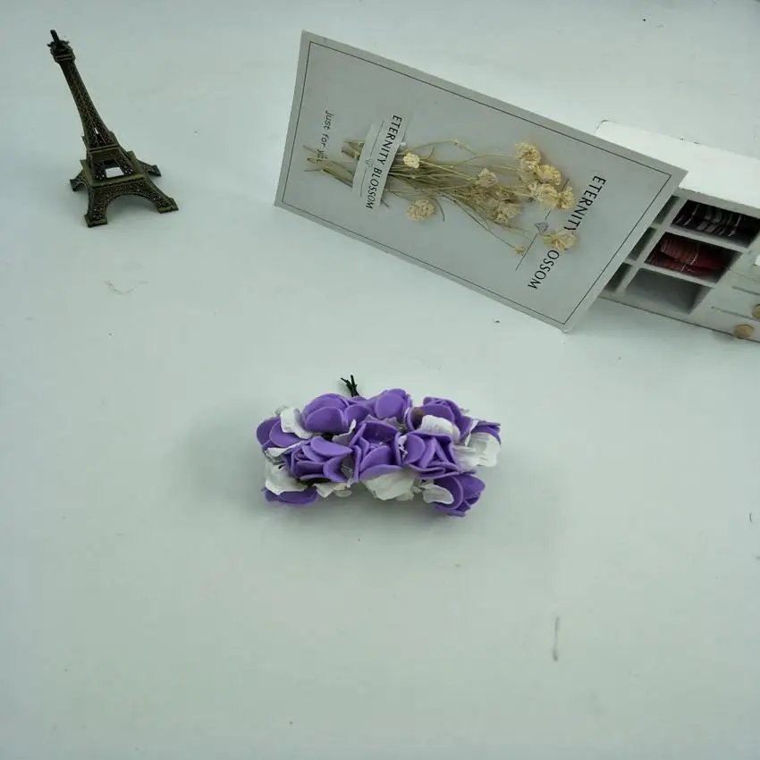 purple 144 компьютеры 2 см миниатюрная роза из пеноматериала цветочный букет разноцветные розы свадебные цветочные украшения скрапбук искусственные розы - Цвет: purple
