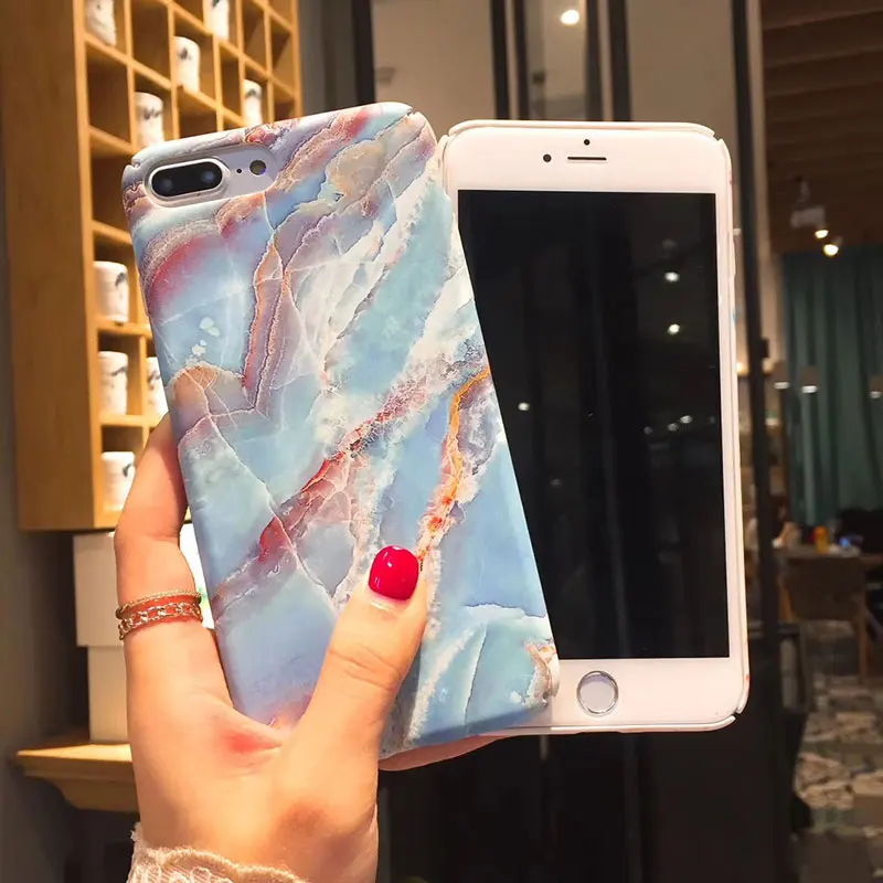 Boucho For iphone X 6/7/8 Plus Granite Scrub Marble Stone image Painted Hard PC Matte Phone Case 6 6s 7 8 plus |