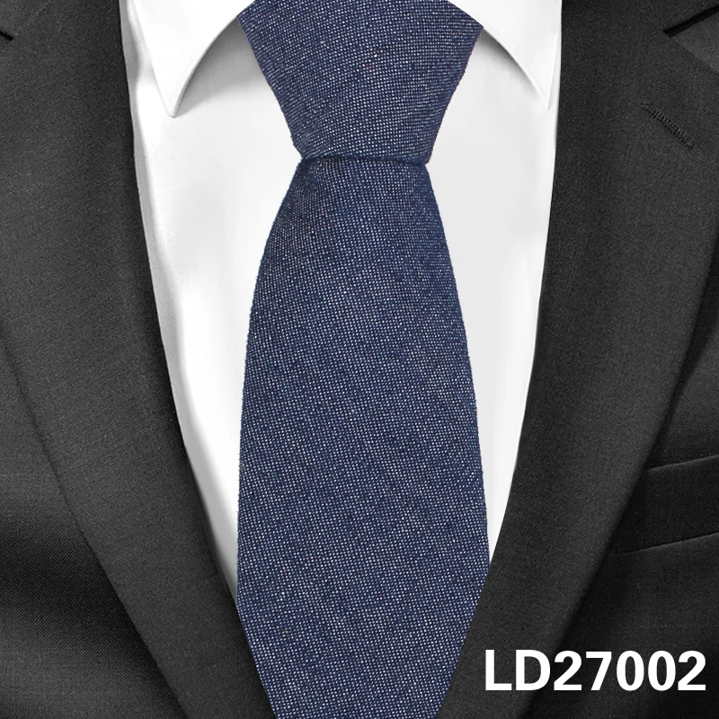 LD27002 Модные джинсы галстуки для мужчин 6 см узкие джинсовые хлопковые Галстуки повседневные однотонные Галстуки клетчатые Узкие галстуки для деловых костюмов - Цвет: LD27002