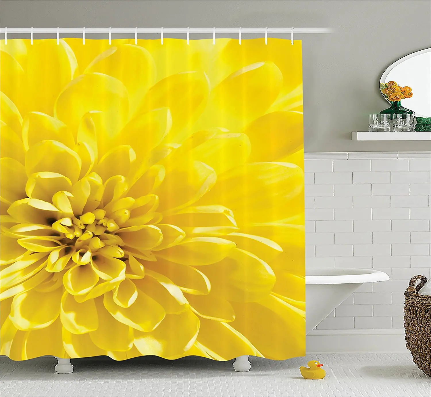 Memory Home Bright Vibrant Blooming Sun Flower Bridal Botanical Nature Picture Polyester Fabric Bathroom Shower Curtain Yellow | Дом и сад