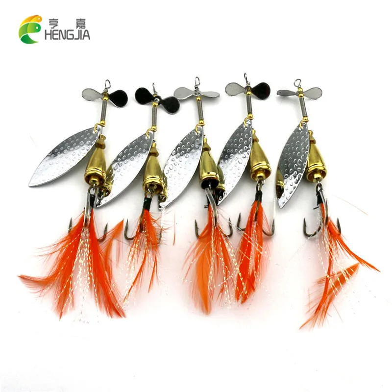 

5PC HENGJIA 8.4cm 13g spinnerbait Metal Bass Sequin isca Artificial feather fishing hook Spoon pesca Pike Fishing lure bait