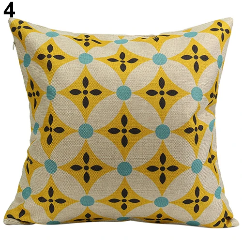 

Vintage Geometric Flower Cotton Linen Throw Pillow Case Cushion Home 1 6QDQ