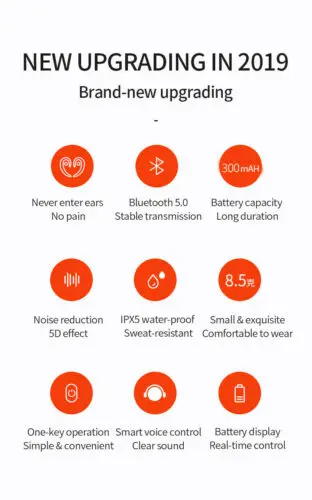 Одиночный Bluetooth 5 0 костной проводимости наушники беспроводные ушной крючок 5D