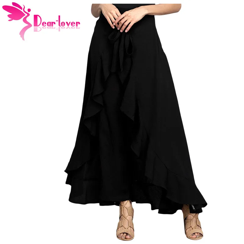 Dear Lover осень 2017 макси брюки женские OL Элегантные Pantalon Mujer шифон галстук-талия