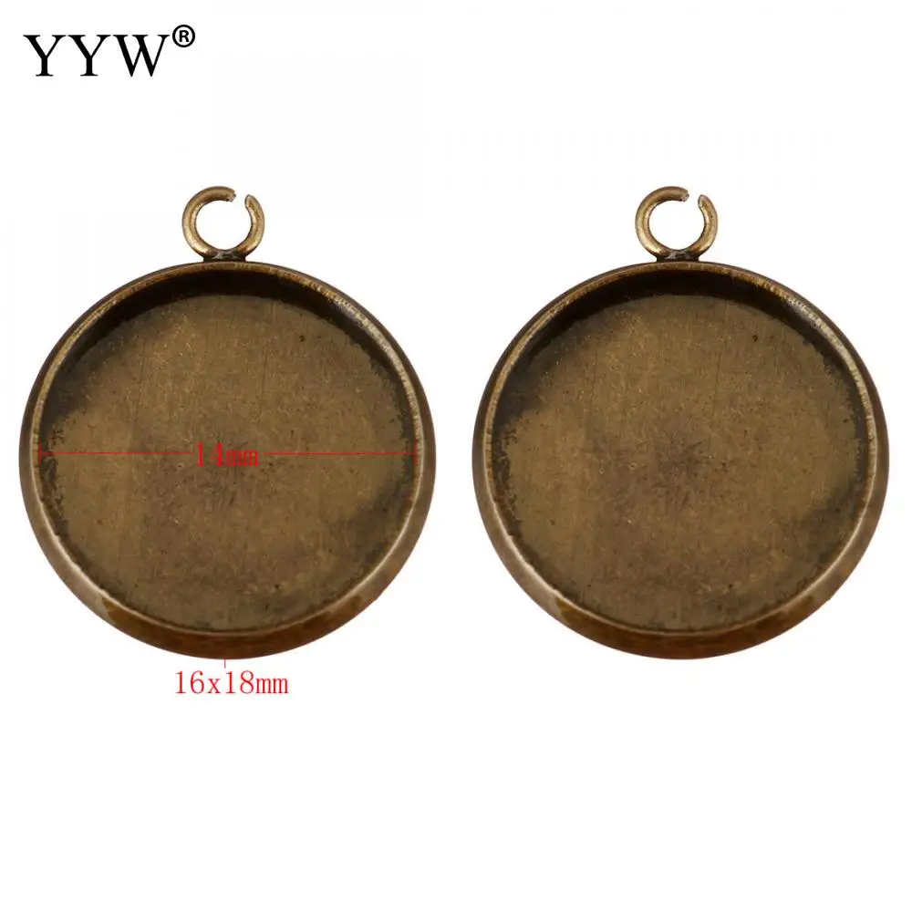 100PCs/Lot Stainless Steel Pendant base Pendant  Settings Flat Round antique bronze color plated Approx 2mm Sold By Lot