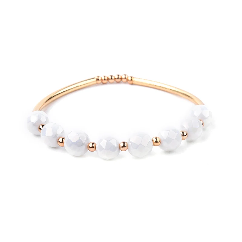 White Quartz Crystal Браслет BOJIU 7 Чакра из лавового камня для женщин с золотыми трубками, кварцевым камнем, ароматерапия, эфирные масла, диффузный браслет, ювелирные изделия, BC200 - Окраска металла: White Quartz Crystal