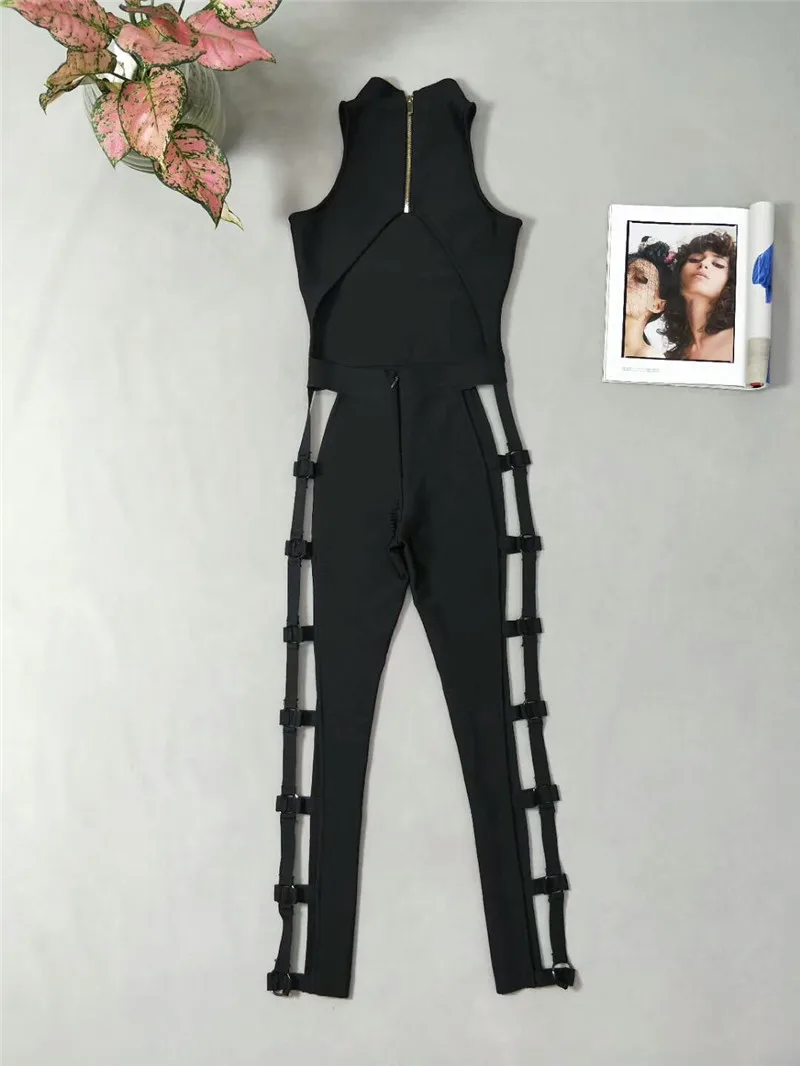 Женский Облегающий комбинезон adyce черный облегающий с вырезами по бокам лето