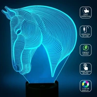horse head 3d lamp usb novelty night light home decoration lights led colorful glowing childs gift