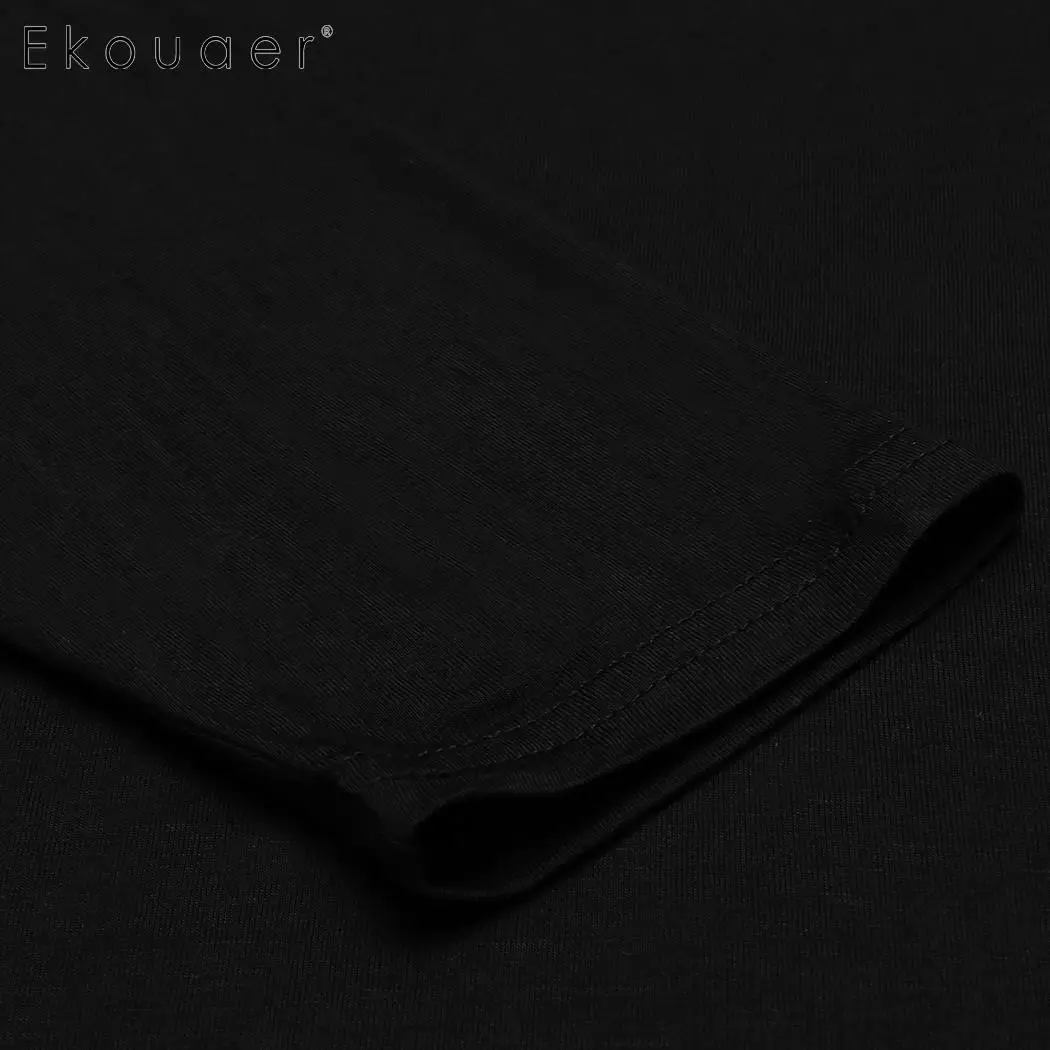 Ekouaer Женское ночное платье размера плюс сорочка для сна с длинным рукавом