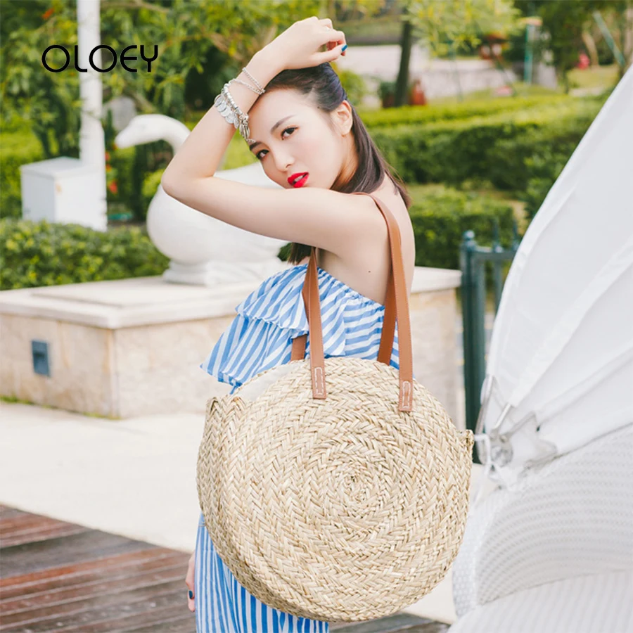 

Соломенная Повседневная Сумка-тоут для женщин, летняя новая модная сумка через плечо, женские кошельки и сумки, женские дорожные сумки из ро...