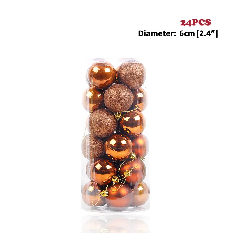 Chocolate 24 шт./лот, цвет 6 см/2,4 дюйма, украшение для рождественской елки, шар, украшения, блестящий шар для украшения дома, украшение для бара и вечеринки - Цвет: Chocolate