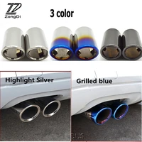 zd 2pcs for audi a3 a4 b8 a6 c6 a5 q5 q7 q3 a1 a8 car exhaust tip muffler pipe stainless steel covers high quality accessories