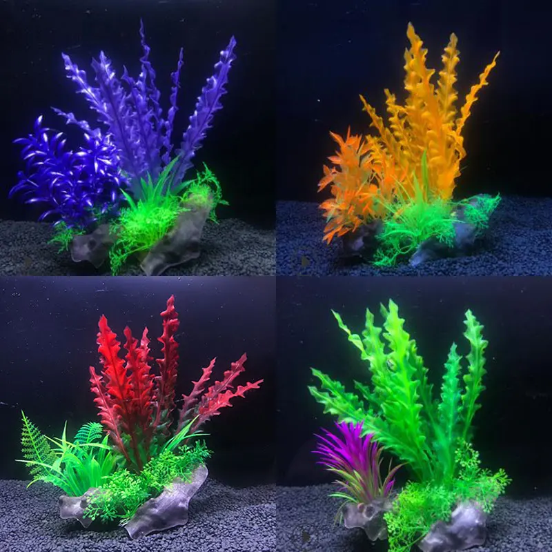 Красочные аквариумные растения пластиковые искусственные украшения воды
