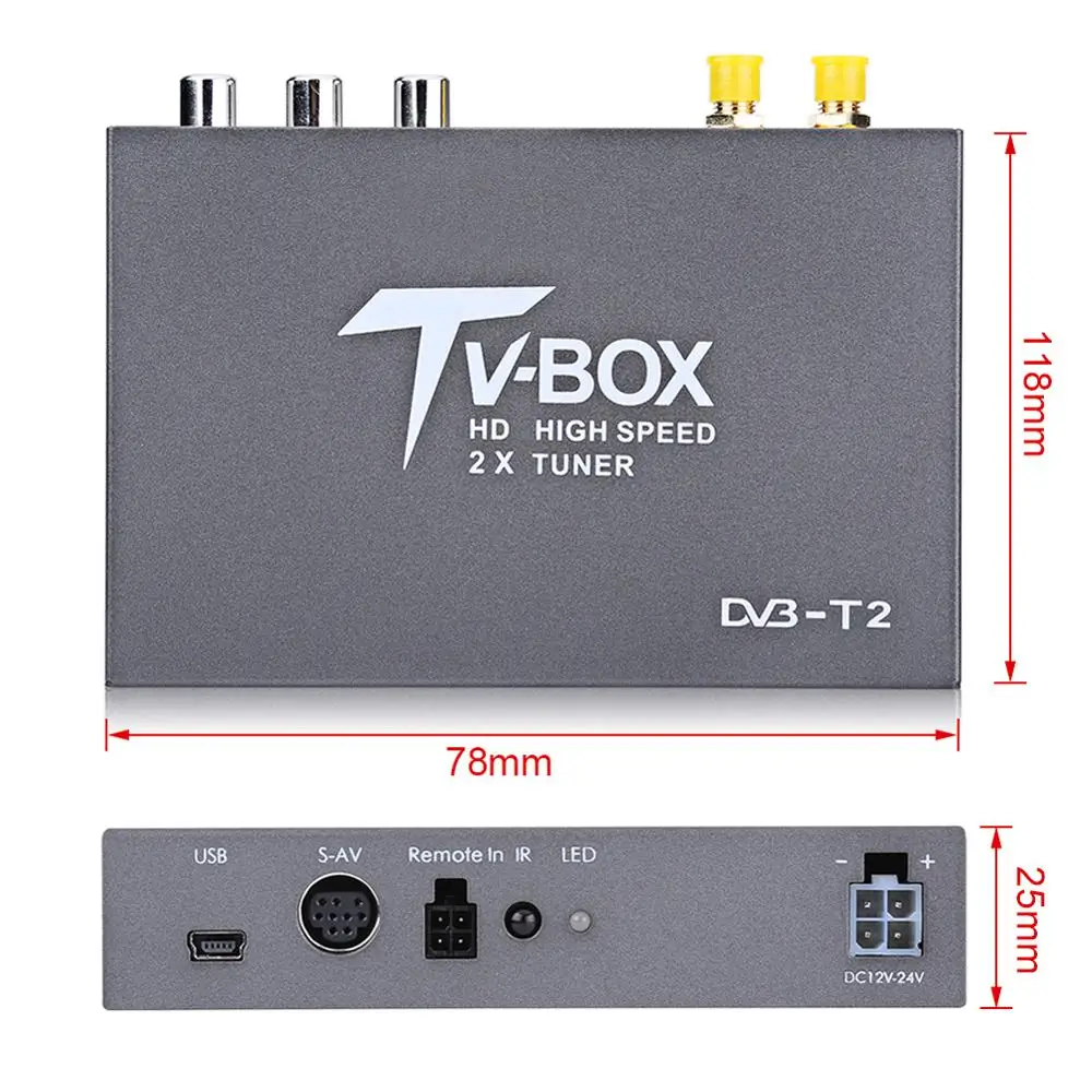 HD DVB T2 Автомобильная Мобильная цифровая ТВ приставка с двойной антенной тюнер